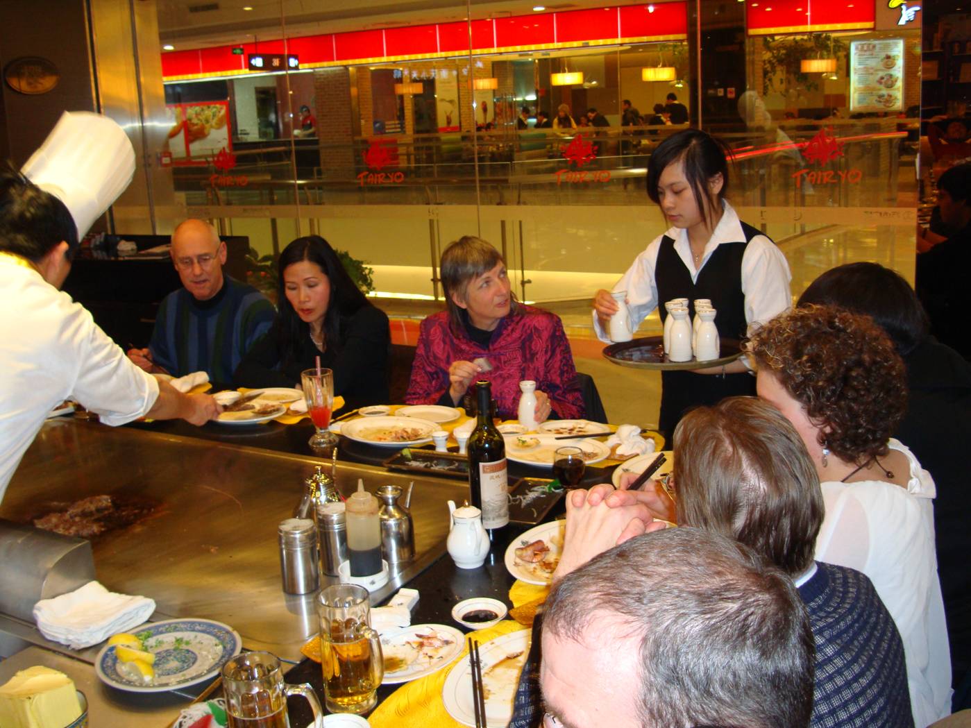 Picture:  The Lambton teachers had a New Years Eve feast at Shanghai Teppanyaki in Wanda Plaza.  Wuxi, China.