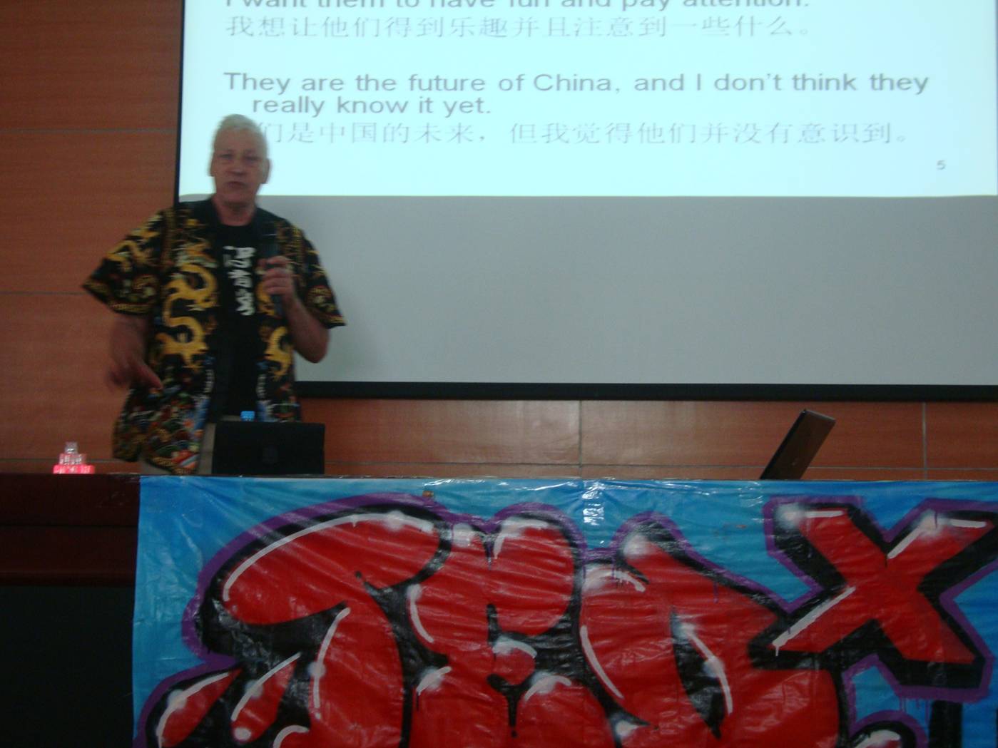 Picture:  My TEDx talk.  Blowing up the cows at Jiangnan University, Wuxi, China