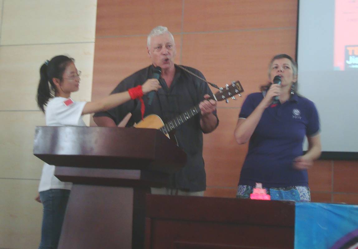 Picture: David and Ruth perform during the break at TEDx Jiangnan University, Wuxi, China