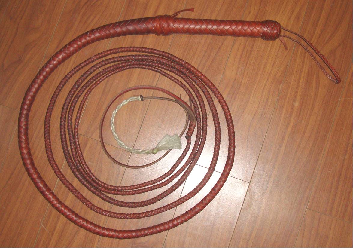 Picture: The new bullwhip is finished, a whopping sixteen feet long.