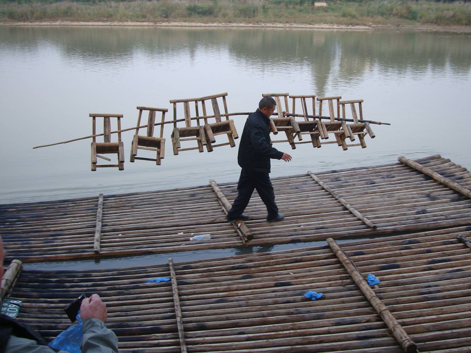 Picture:  Chairs arrive for our river rafting trip.  We were relieved to see them.
