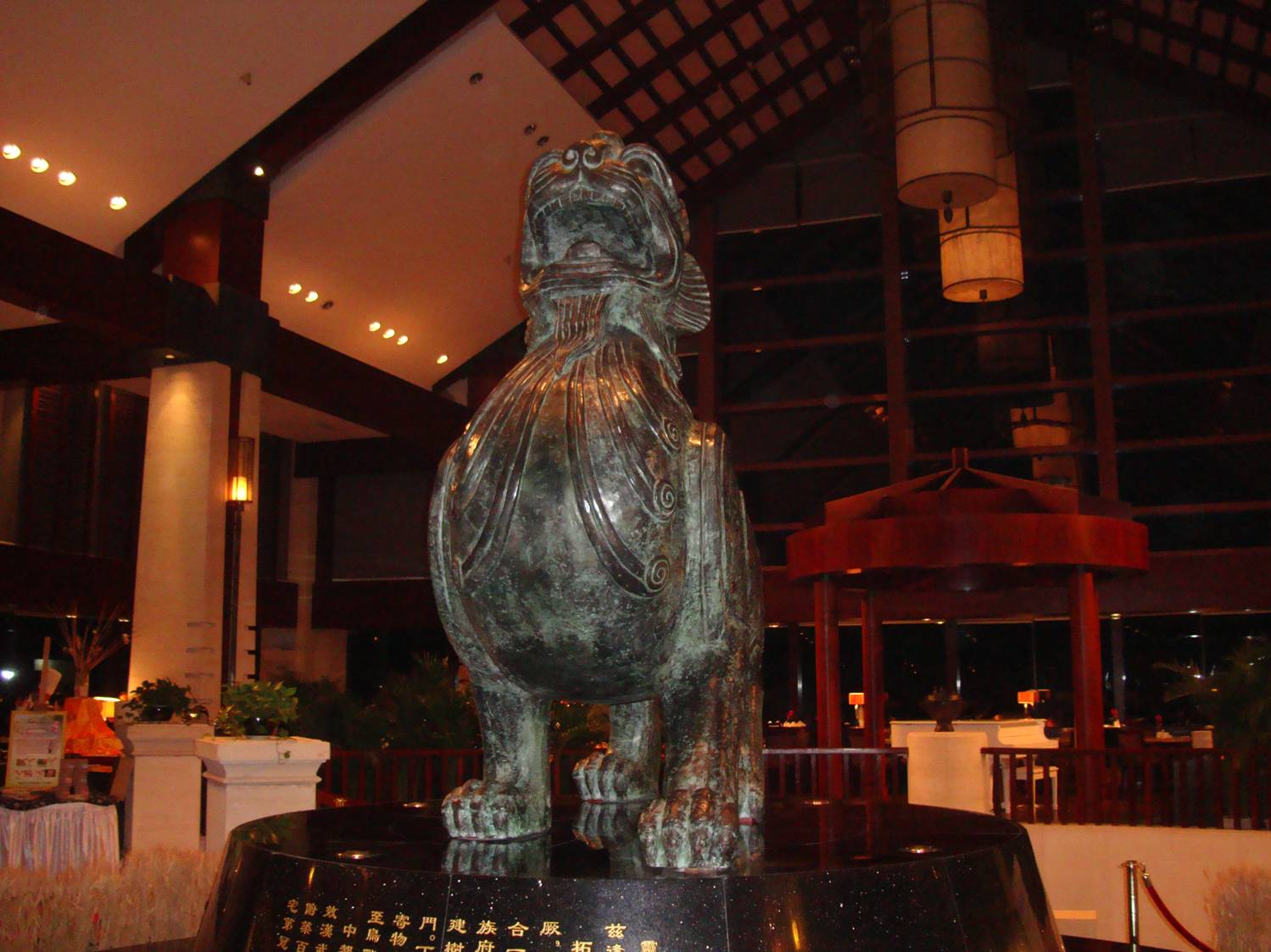 Picture:  The magnificent statue in the lobby of our five star hotel.