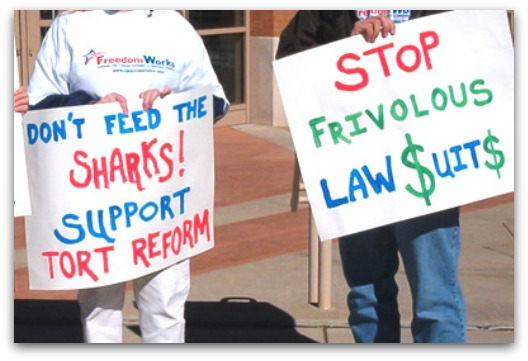 Picture:  Tort reform protesters.  Are they real grass roots or AstroTurf.