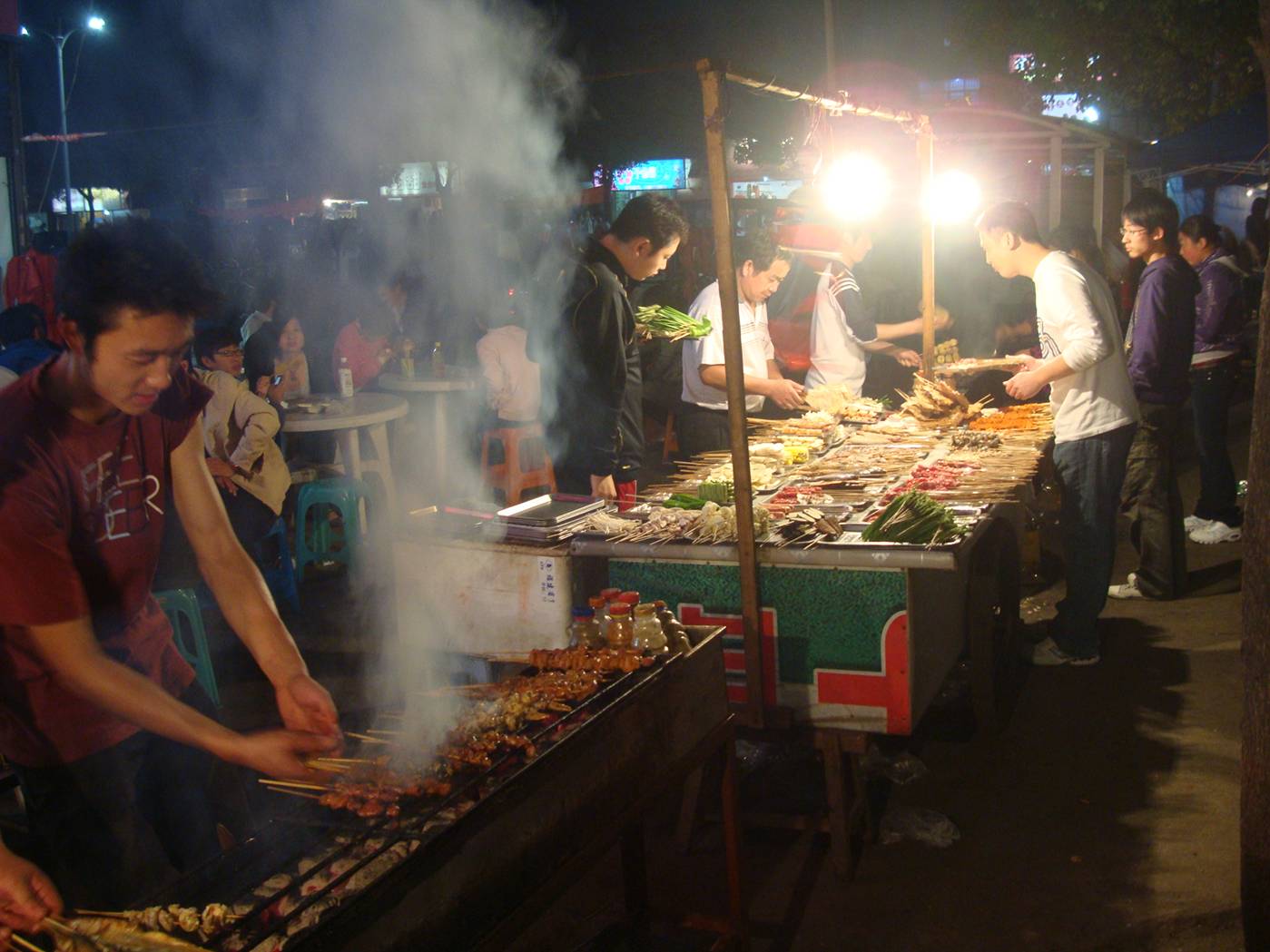Picture: The food preparation for the street barbeque in Shitang Cun, Wuxi, China