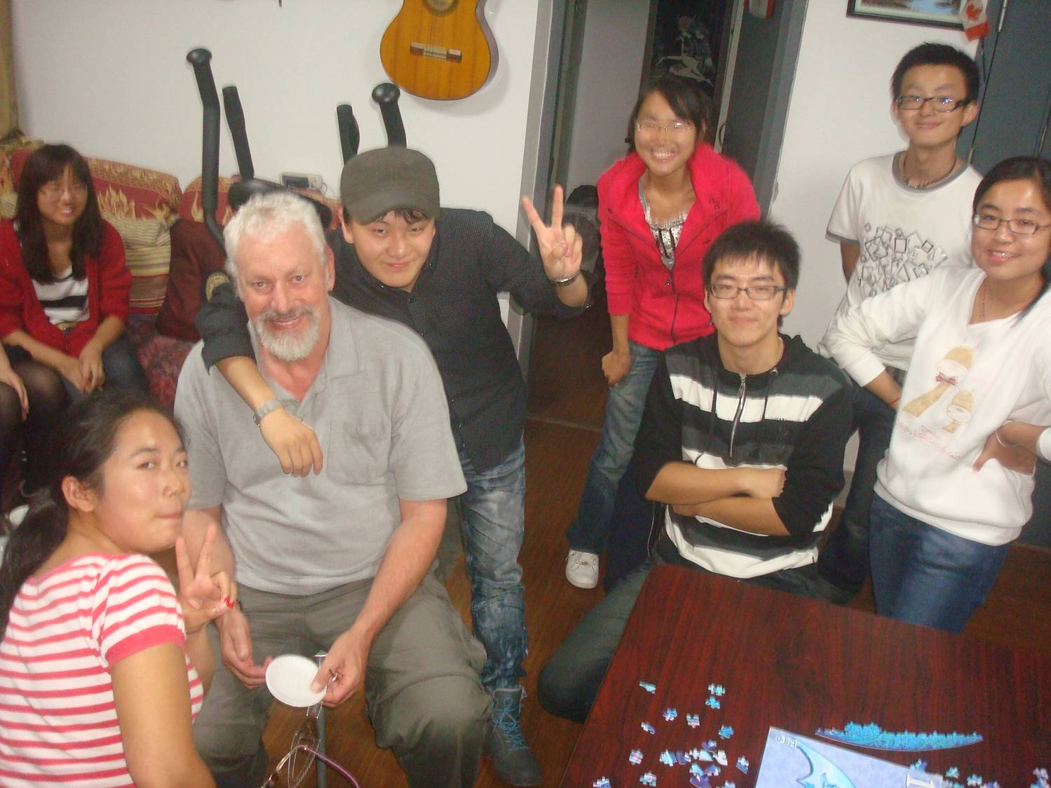 Picture:  Wonderful friends at my surprise birthday party during our Chinese corner.  Jiangnan University, Wuxi, China