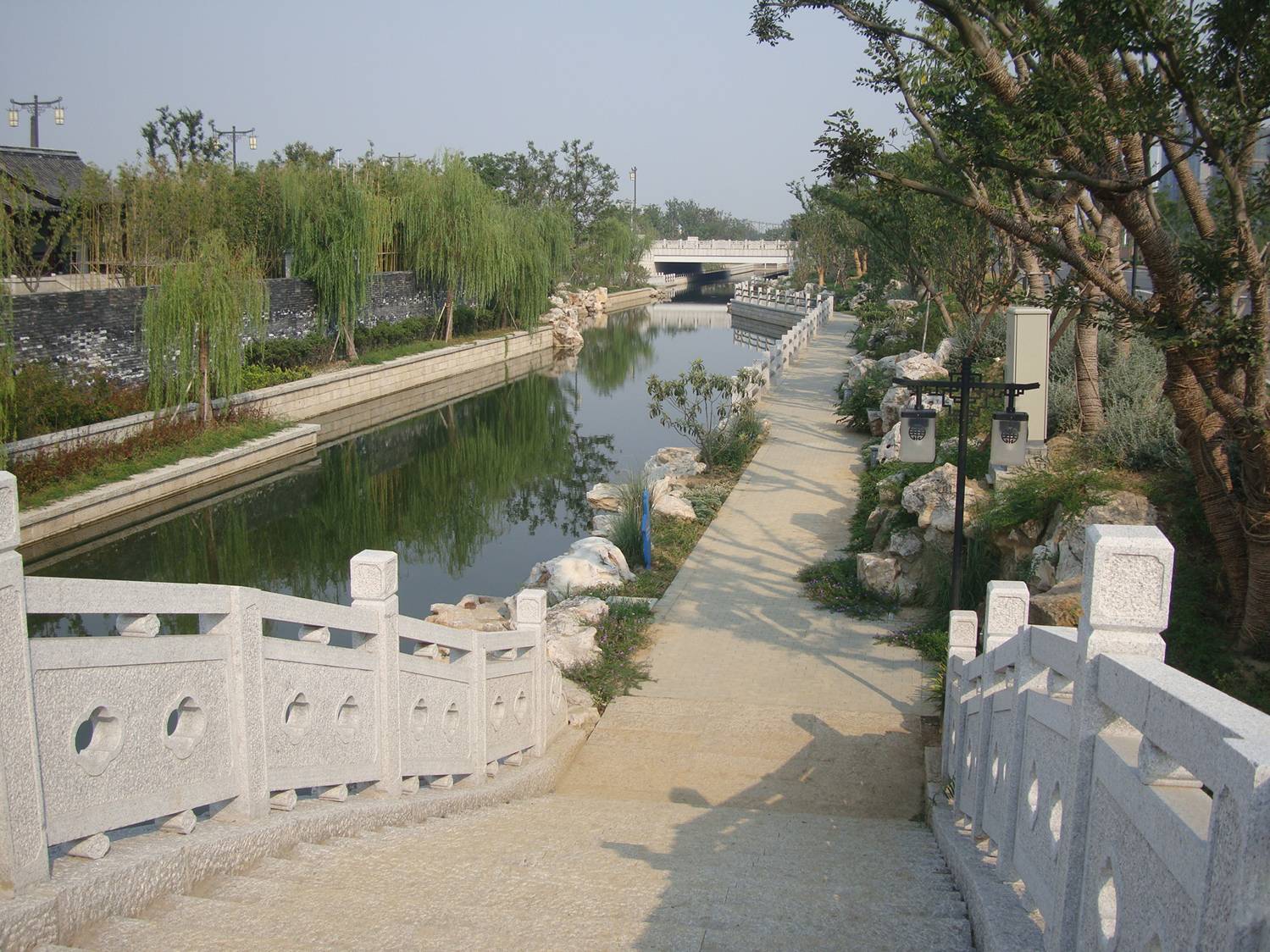 Picture:  Walkway along the canal in the new park to the east of Jiangnan University, Wuxi, China