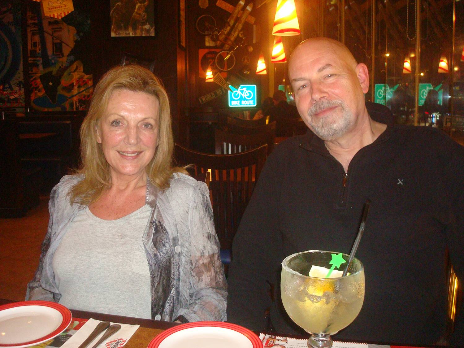 Picture: Marion and Rob at TGIFridays, the start of my birthday weekend.  Wuxi, China