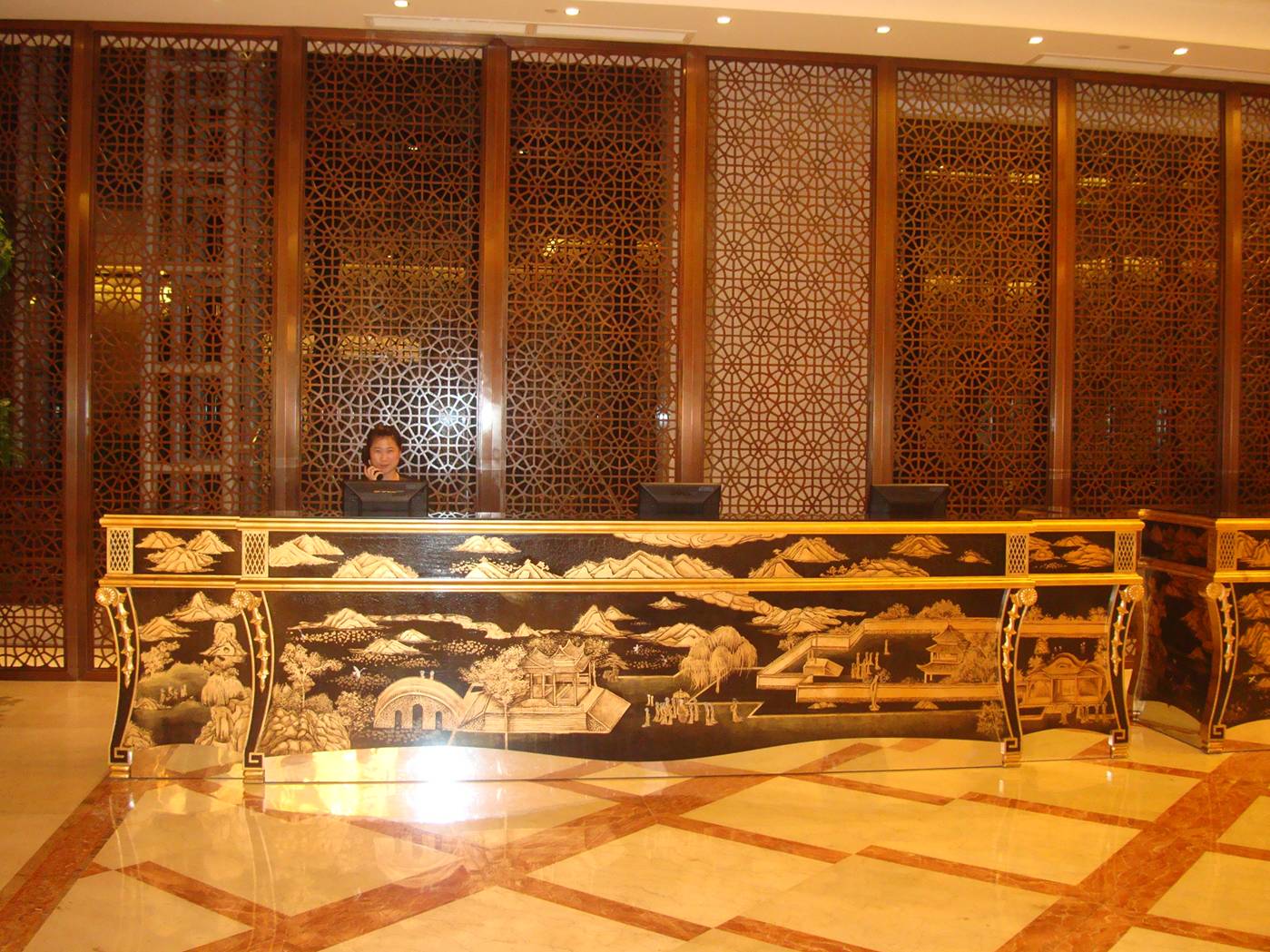 picture:  Now that's a reception desk.  The new five star hotel in downtown Wuxi, China
