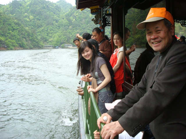 Tour boat passengers Wuxie Scenic Area,  China